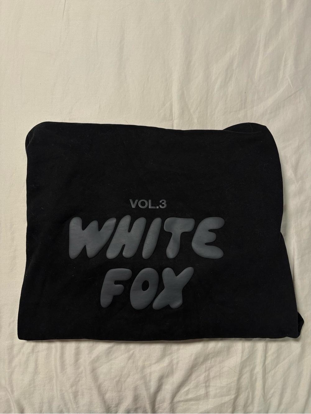 White Fox Boutique Black Cosmetic Pouch with Raised Logo